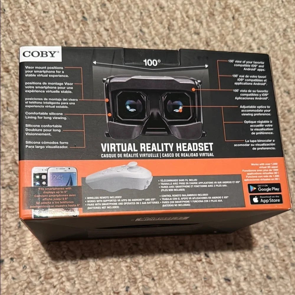 Black Virtual Reality Headset to be used with phone, Brand new in Box -